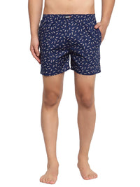 Sporto Men's Printed Boxer Shorts with Zipper -Navy