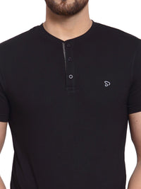 Sporto Men's Henley Neck Cotton T-Shirt - Black