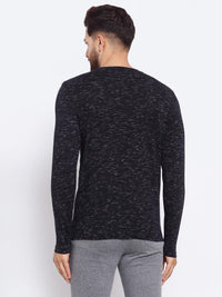 Sporto Men's Slim fit Full Sleeve T-Shirt - Black & White Flakes