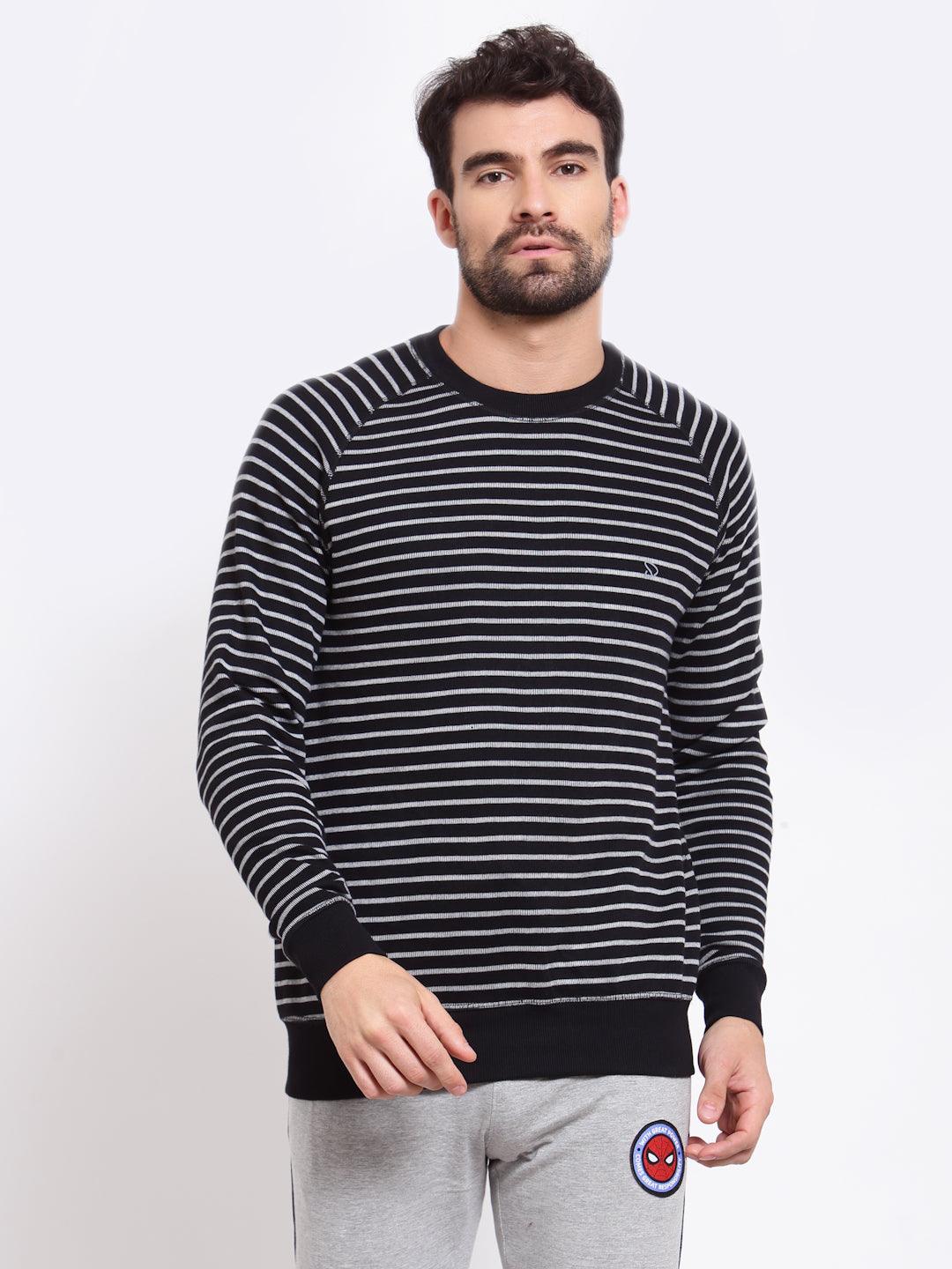 Sporto Men's Striped Sweatshirt - Black & White