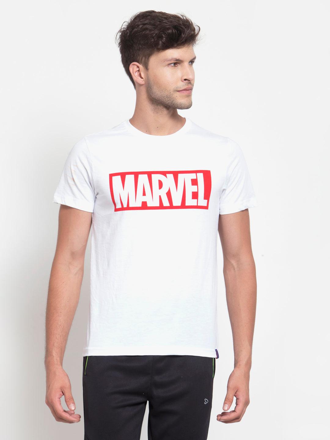 Sporto Men's Marvel Logo Print T-Shirt - White