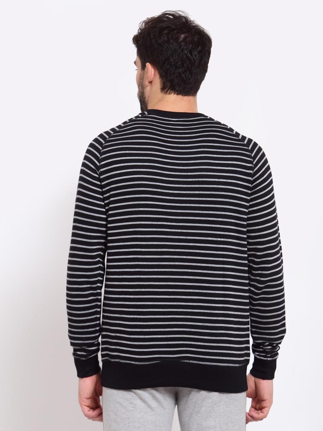 Sporto Men's Striped Sweatshirt - Black & White