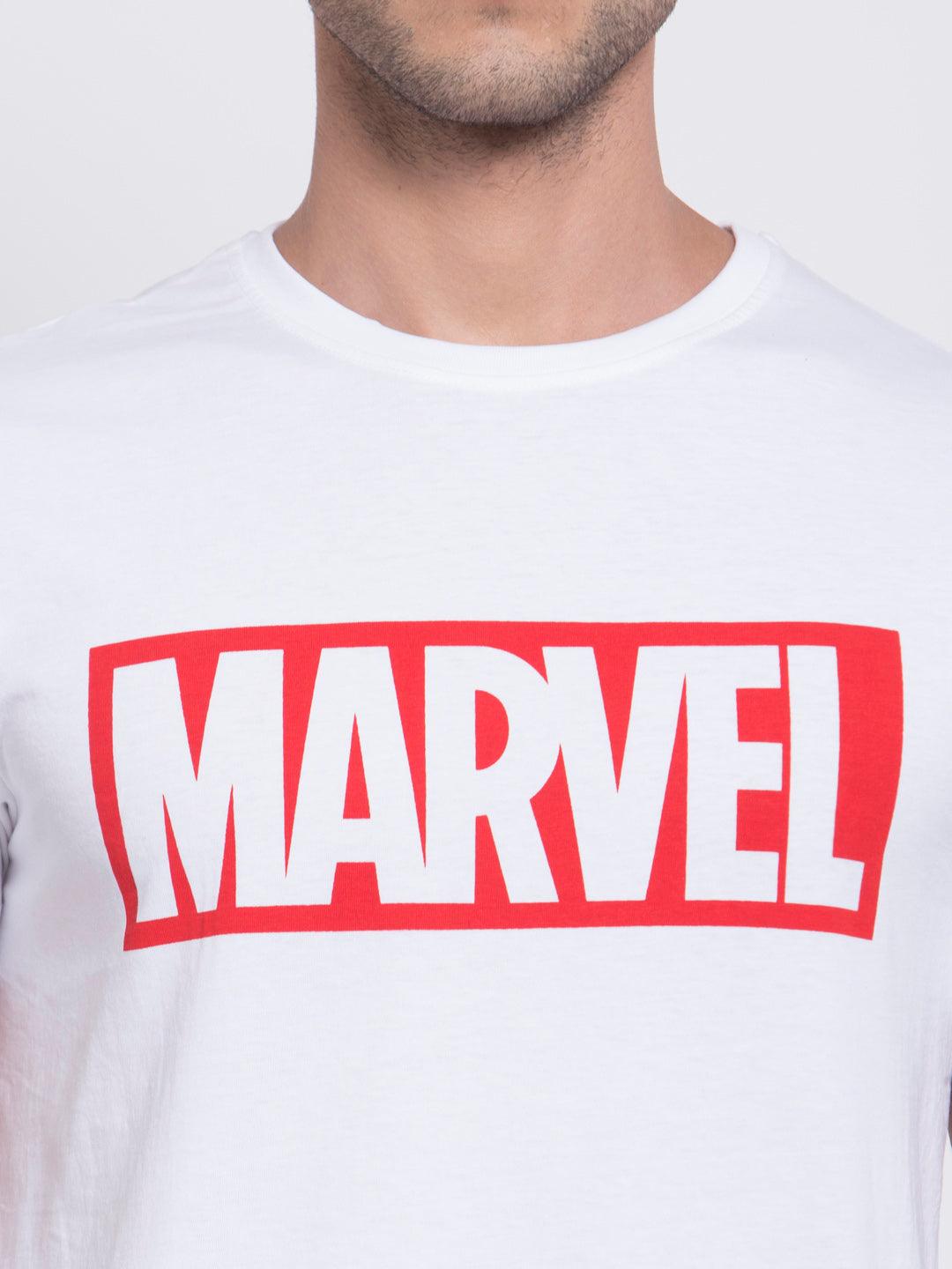 Sporto Men's Marvel Logo Print T-Shirt - White