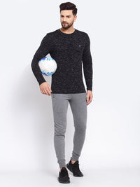 Sporto Men's Slim fit Full Sleeve T-Shirt - Black & White Flakes