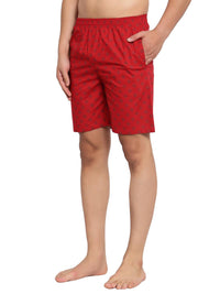 Sporto Men's Printed Boxer Shorts with Zipper - Red