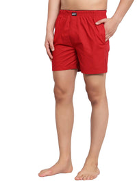 Sporto Men's Solid Boxer Shorts with Zipper - Red