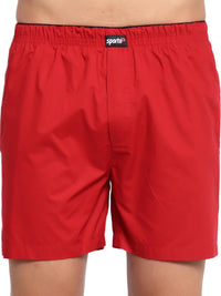 Sporto Men's Solid Boxer Shorts with Zipper - Red