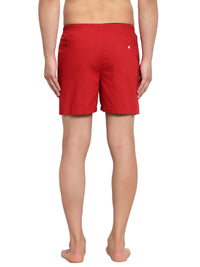 Sporto Men's Solid Boxer Shorts with Zipper - Red