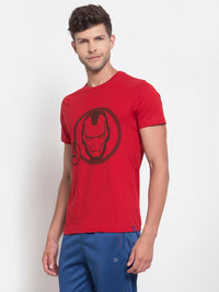 Sporto Men's Iron man Printed T-Shirt - Red