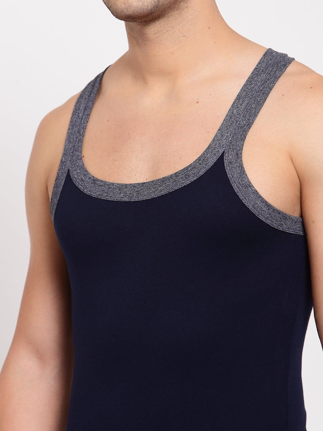 Men's Solid Gym Vest- Pack of 2 (Grey & Navy)