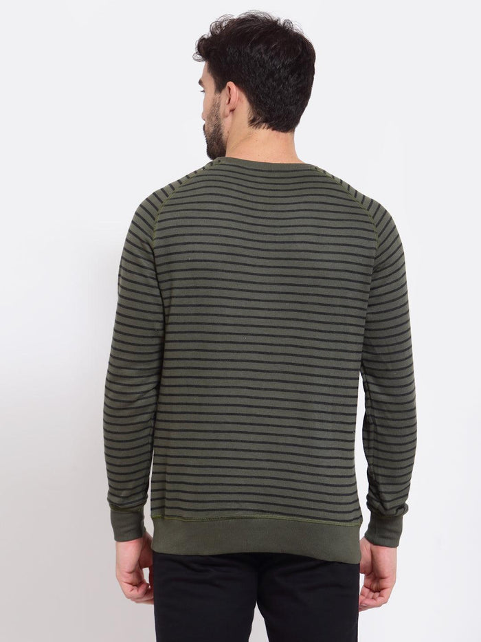 Sporto Men's Striped Sweatshirt - Olive & Black