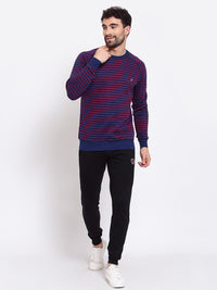 Sporto Men's Striped Sweatshirt - Navy & Burgundy