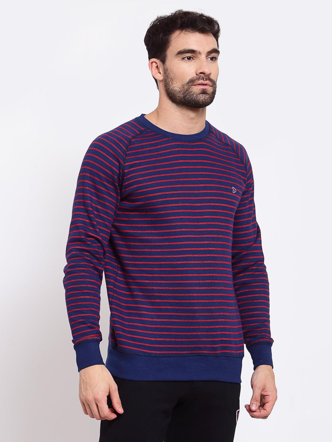 Sporto Men's Striped Sweatshirt - Navy & Burgundy