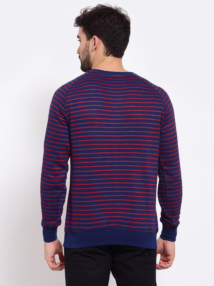 Sporto Men's Striped Sweatshirt - Navy & Burgundy