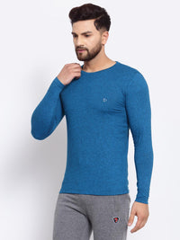 Sporto Men's Slim fit Full Sleeve T-Shirt - Sapphire Blue Jaspe