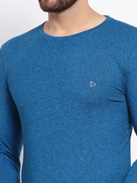 Sporto Men's Slim fit Full Sleeve T-Shirt - Sapphire Blue Jaspe