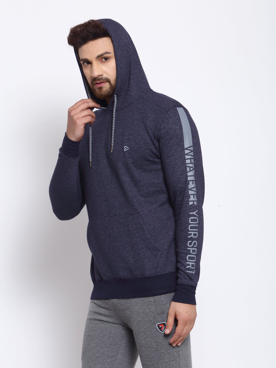 Sporto Men's Hoodie Sweatshirt Navy With Jaspe