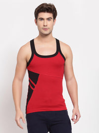 Men's Gym Vests with Side Contrast Panel - Pack of 2 (Navy & Red)