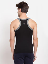 Men's Gym Vests with Side Contrast Panel - Pack of 2 (Black & Grey)