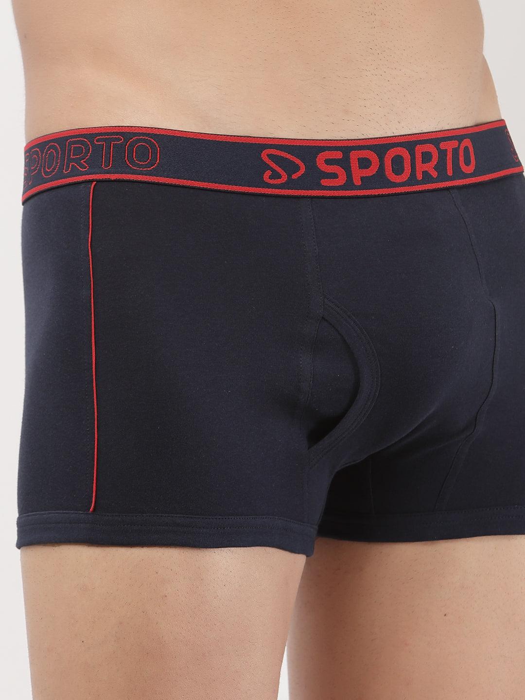 Sporto Men's Solid Cotton Square Trunks (Pack Of 2)
