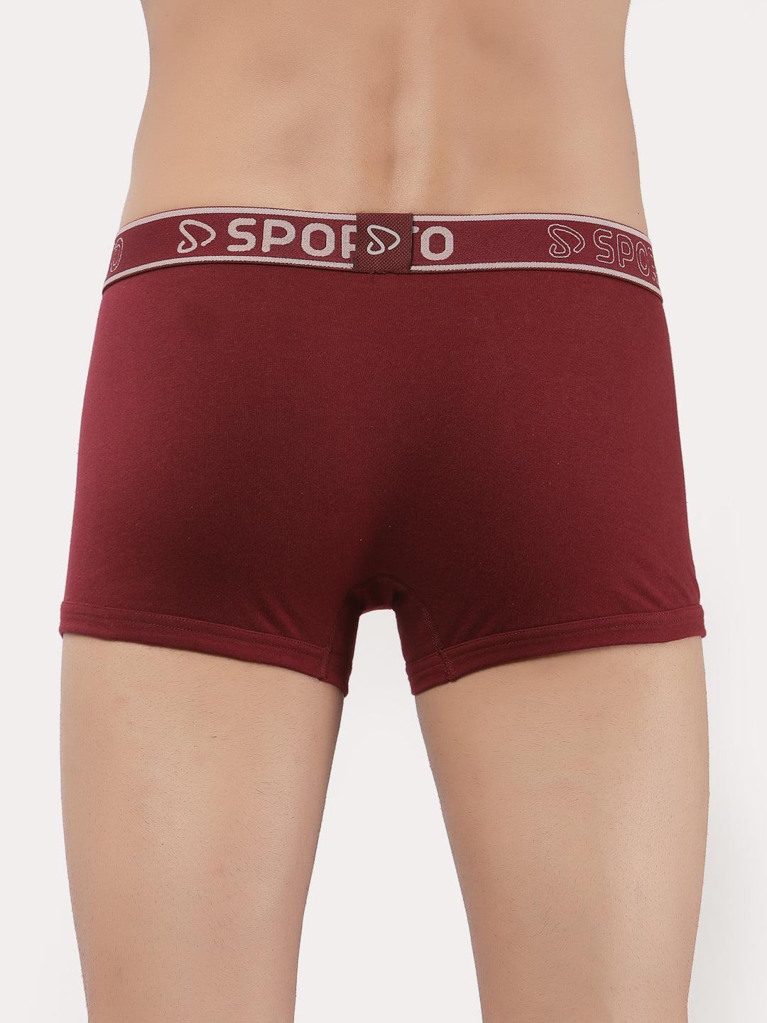 Sporto Men's Solid Cotton Square Trunks (Pack Of 2)