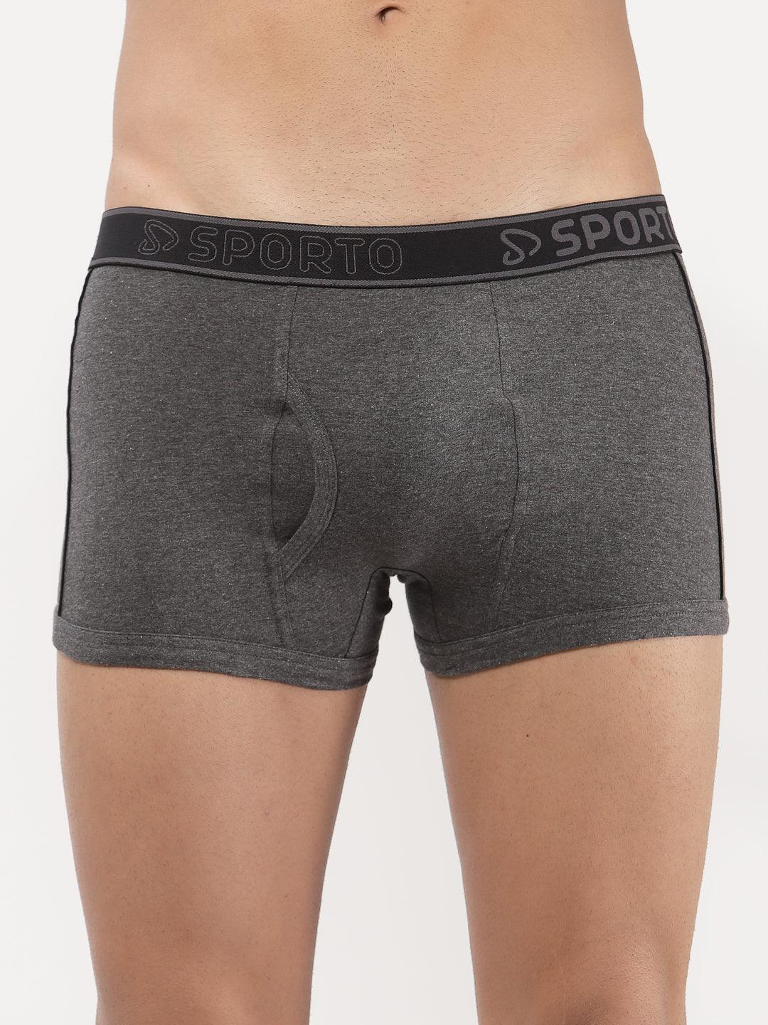 Sporto Men's Square Trunks (Pack Of 2) - Grey Melange & Anthra Melange