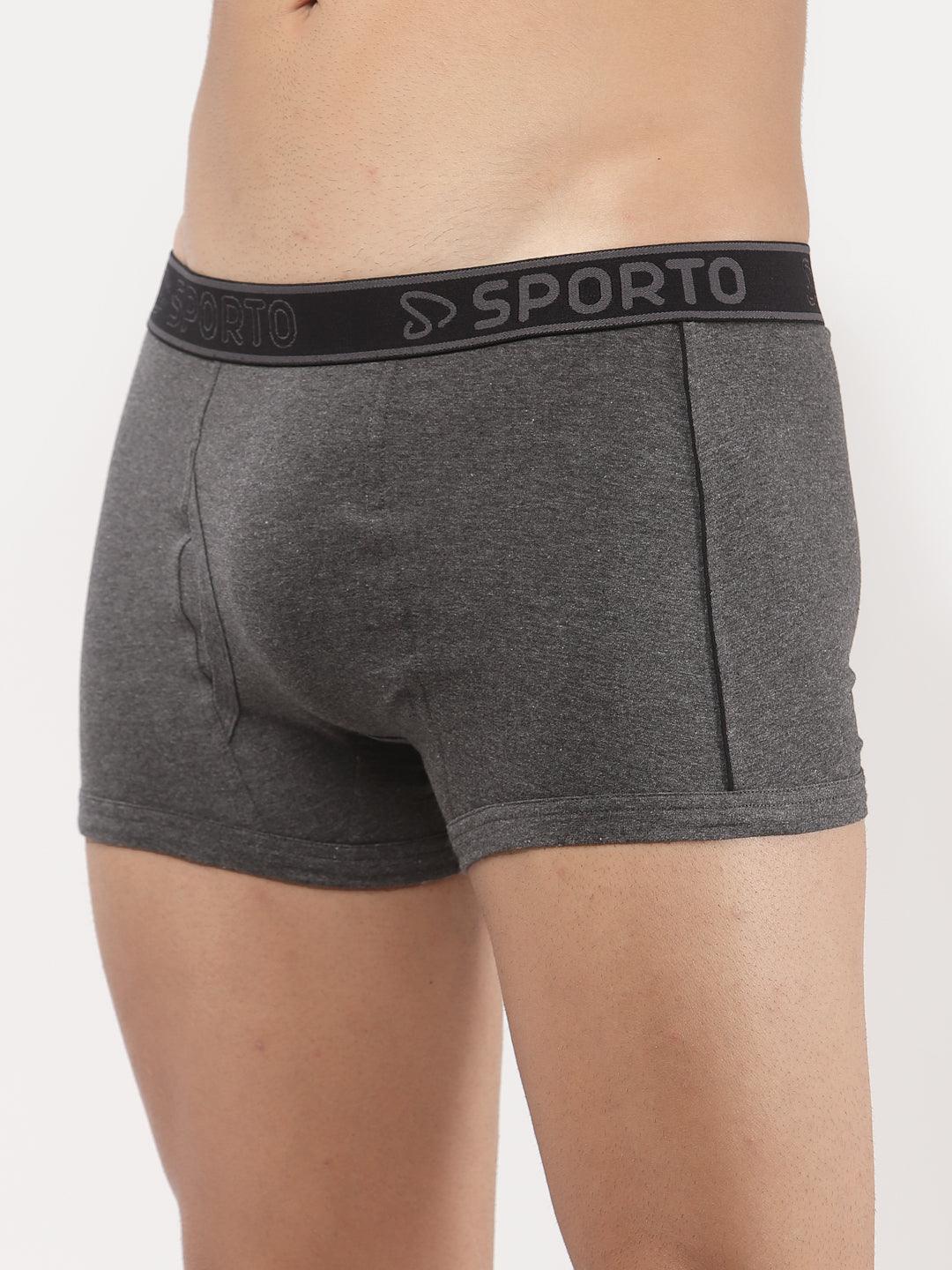 Sporto Men's Square Trunks (Pack Of 2) - Grey Melange & Anthra Melange