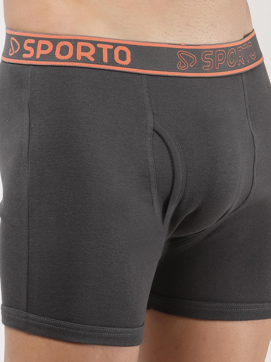 Sporto Men's Cotton Ribbed Long Trunk (Pack Of 2)