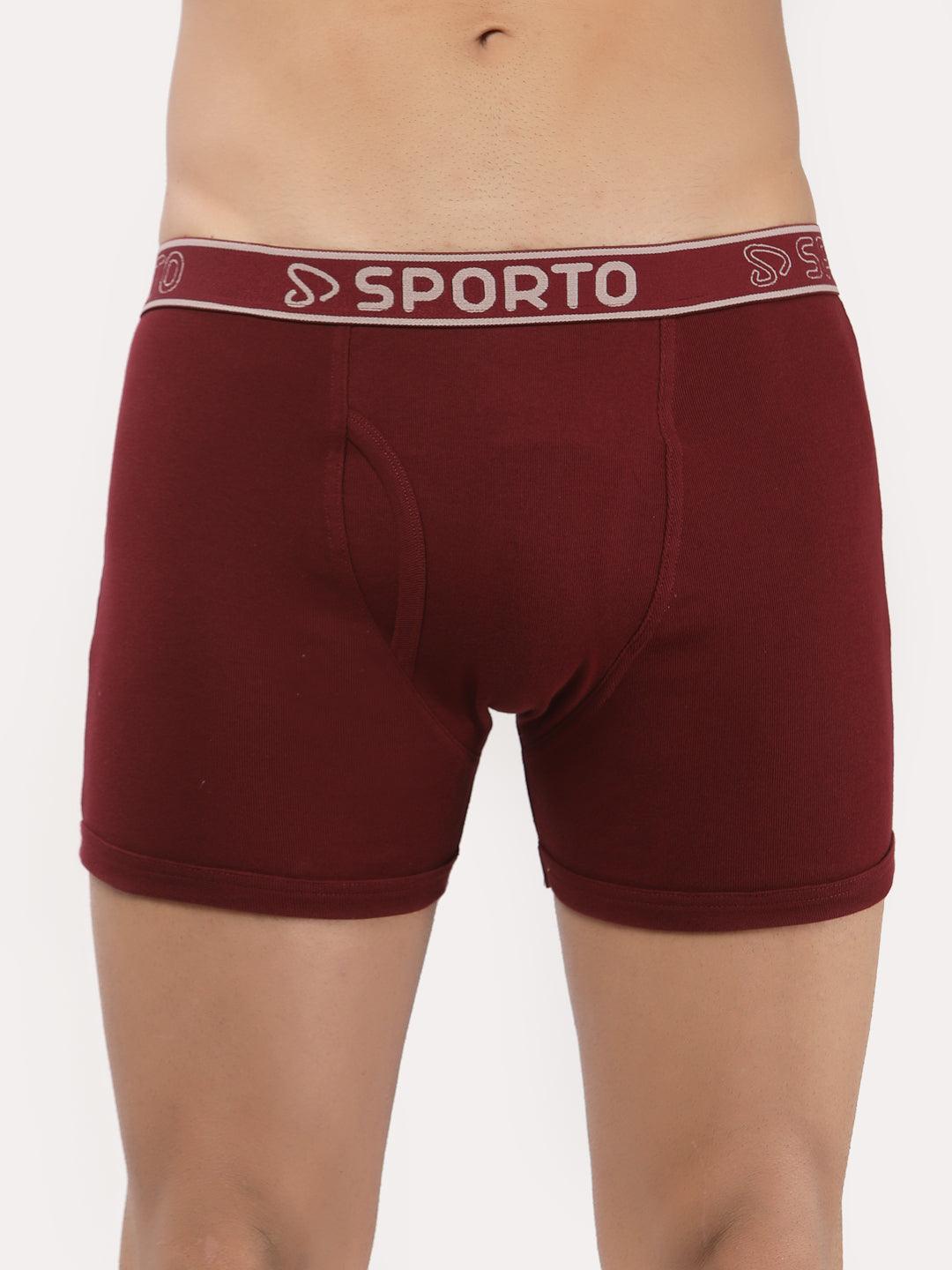 Sporto Men's Cotton Ribbed Long Trunk (Pack Of 2)