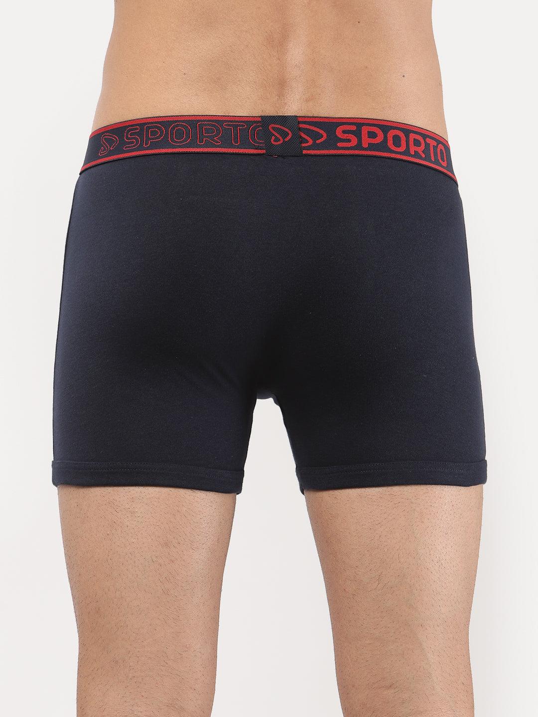 Sporto Men's Cotton Long Trunk - Pack Of 2 (Blue & Navy)