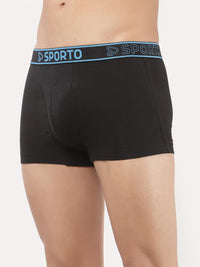 Sporto Men's Solid Spandex Square Trunk (Pack Of 2) - Black + Charcoal