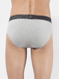 Sporto Men's Solid Cotton Brief (Pack Of 2) - Grey melange & Anthra Melange