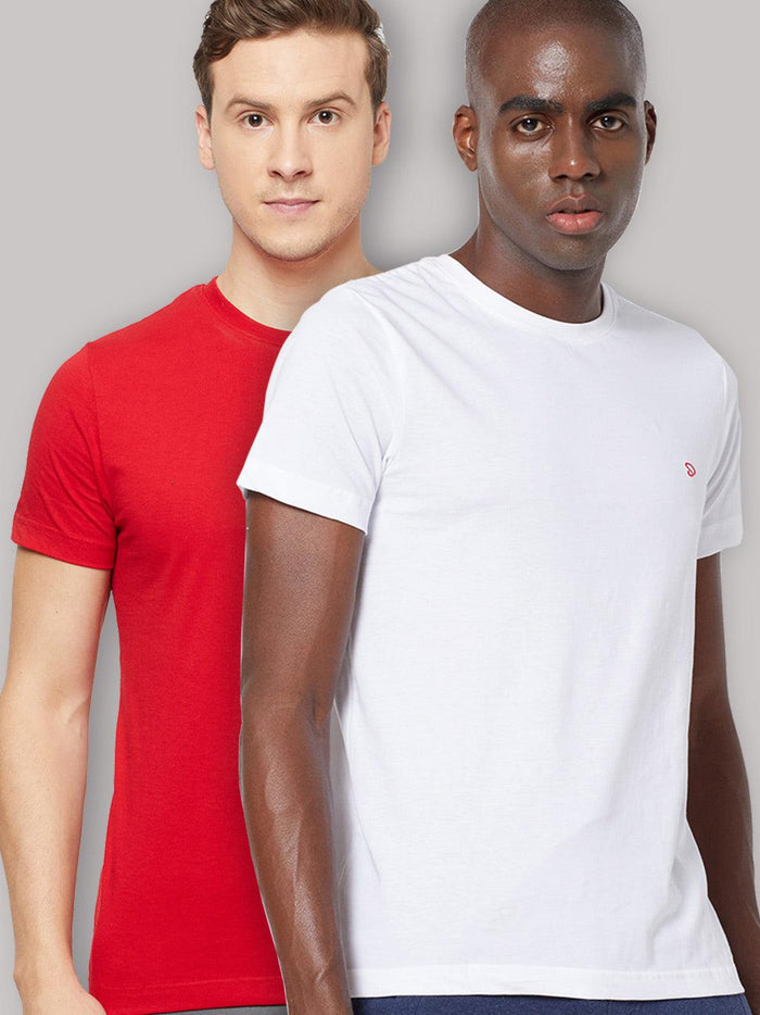 Sporto Men's Round Neck Cotton Rich, Solid Colour T-shirt Pack of 2