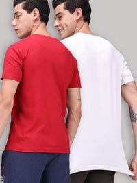 Sporto Men's Round Neck Cotton Rich, Solid Colour T-shirt Pack of 2