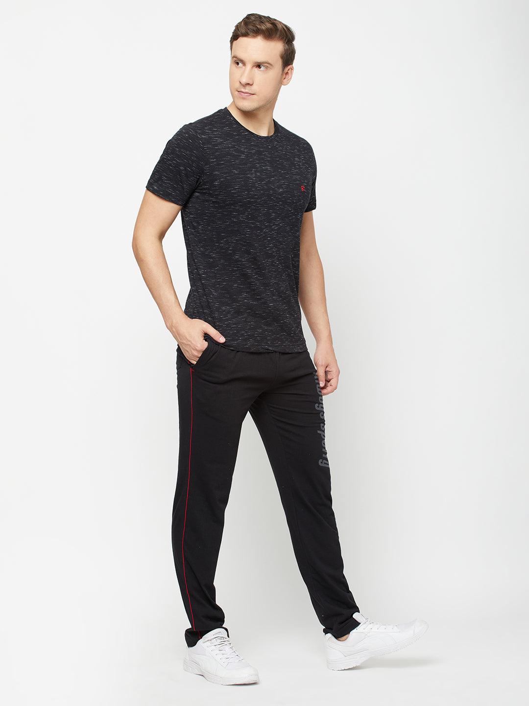 Sporto Men's Black Printed Track Pant