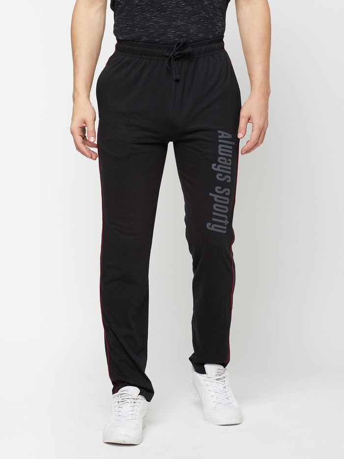 Sporto Men's Black Printed Track Pant