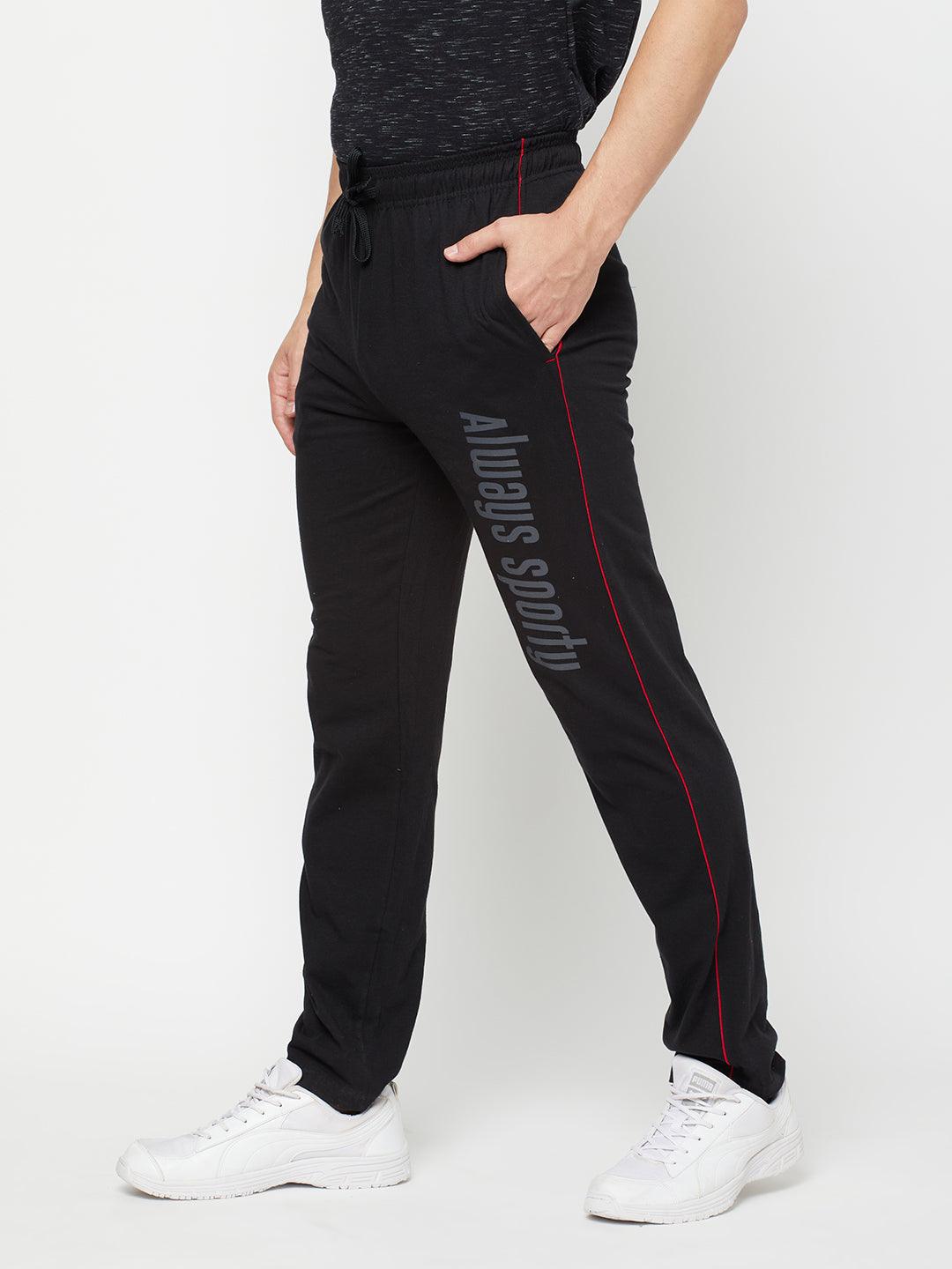 Sporto Men's Black Printed Track Pant