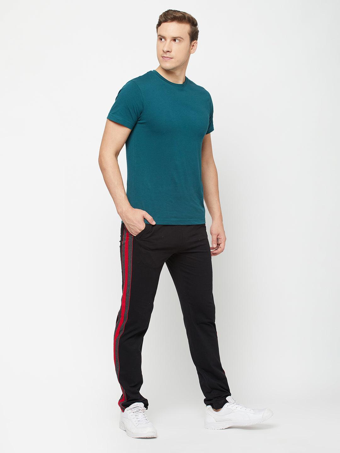 Sporto Men's Black Jersey Knit Track pant