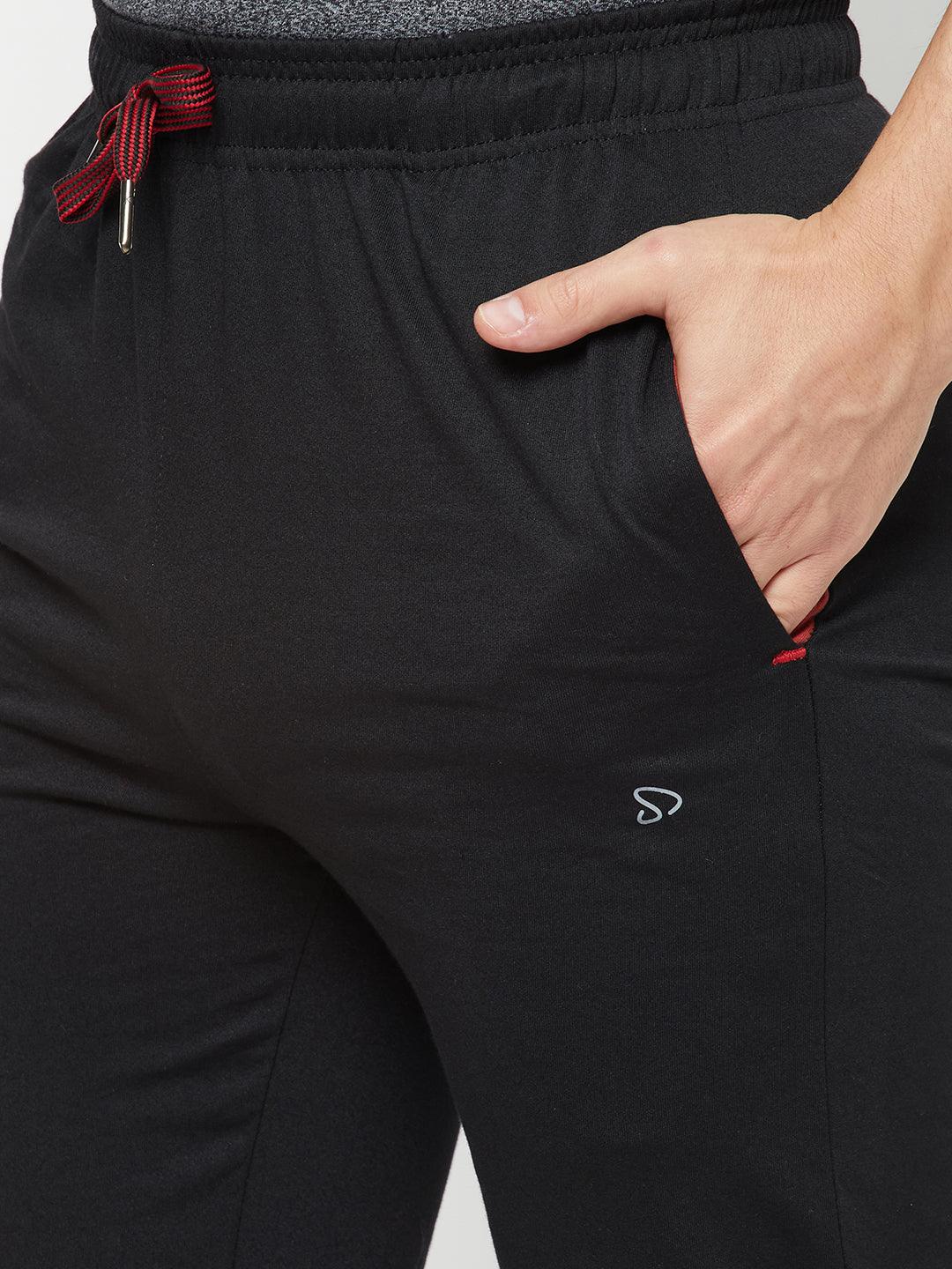 Sporto Men's Plaited Jersey Knit Black Track pants