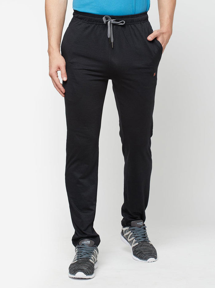 Sporto Men's Plaited Jersey Knit Black & Grey Track Pant
