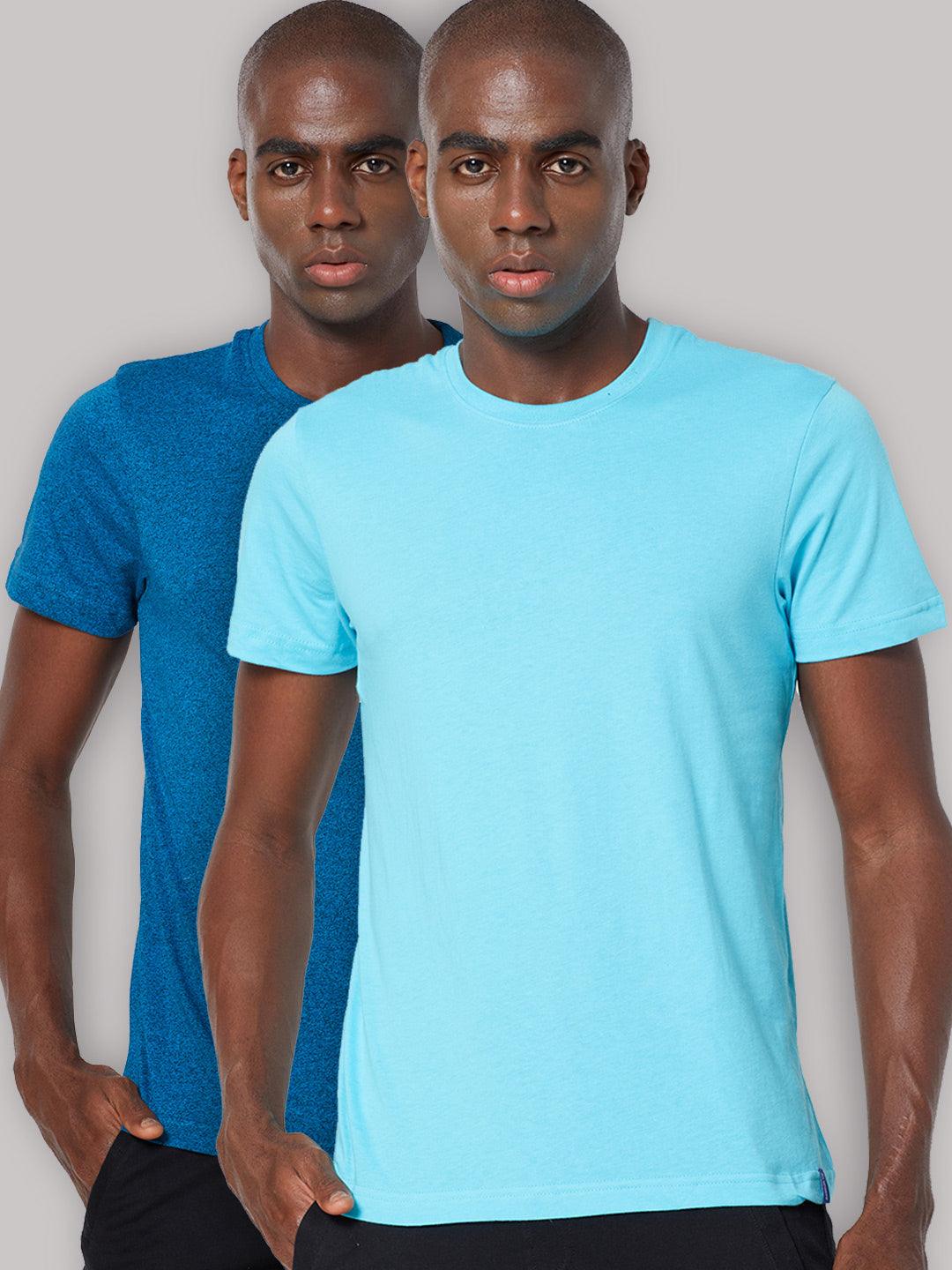 Sporto Men's Round Neck Cotton Rich, Solid Colour T-shirt Pack of 2