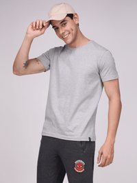 Sporto Men's Solid Fluid Cotton Tee - Grey Melange