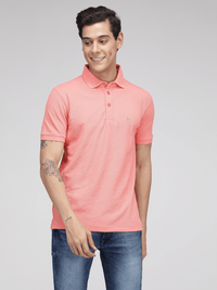 Sporto Men's Solid Polo T-Shirt - Shell Pink