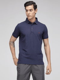 Sporto Men's Solid Polo T-Shirt - Peacoat