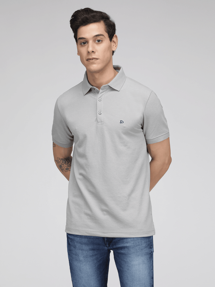 Sporto Men's Solid Polo T-Shirt - Grey