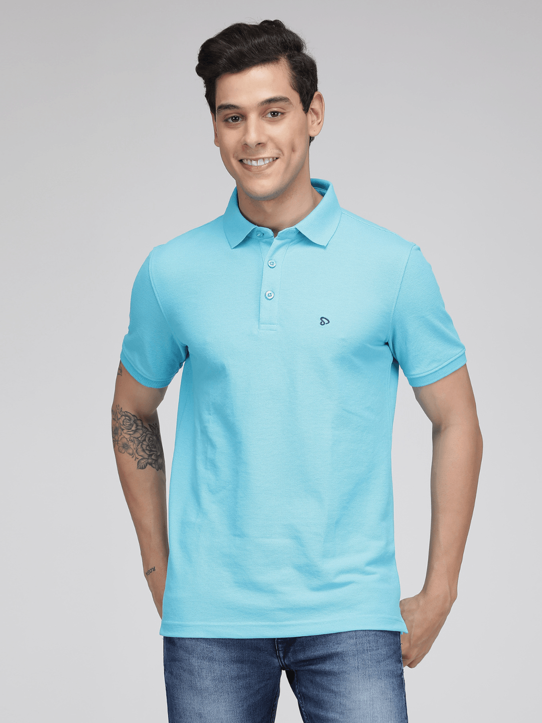 Sporto Men's Solid Polo T-Shirt - Blue Atoll