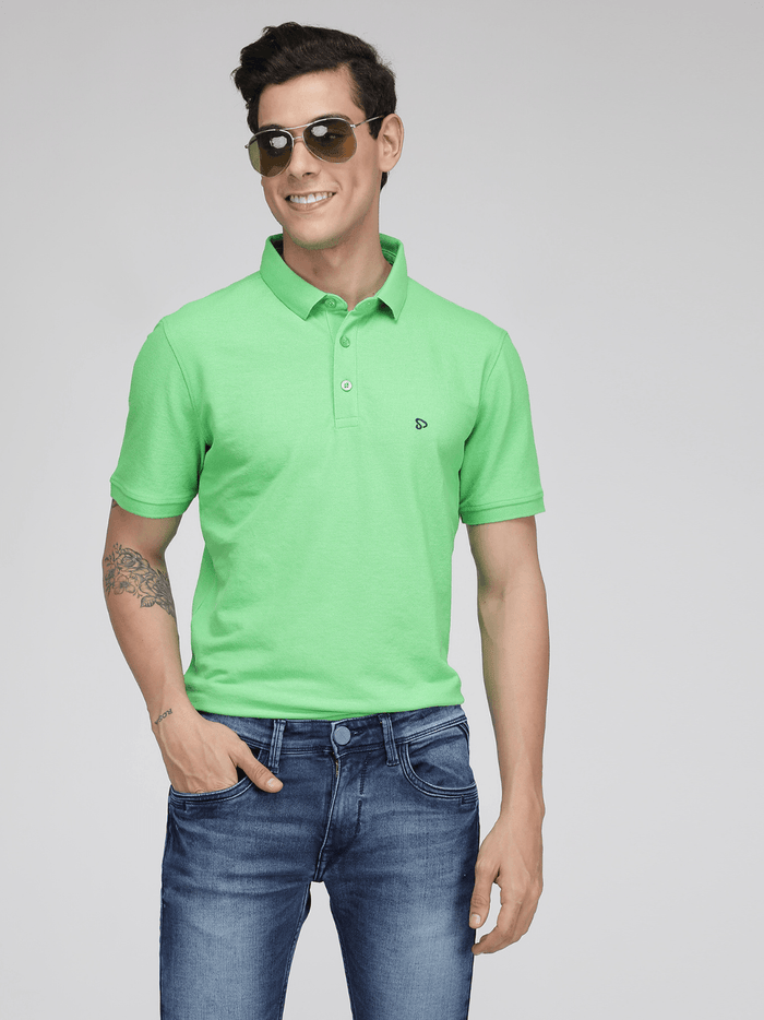 Sporto Men's Solid Polo T-Shirt -Tender Green