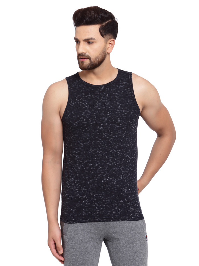 Men's Cotton Gym Vest - Pack of 2 (Grey & Black)