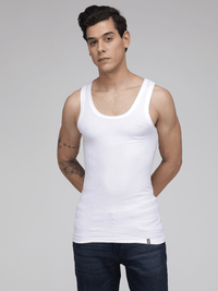 Sporto Men's Cotton White Vest - Interlock Fabric (Pack Of 3)