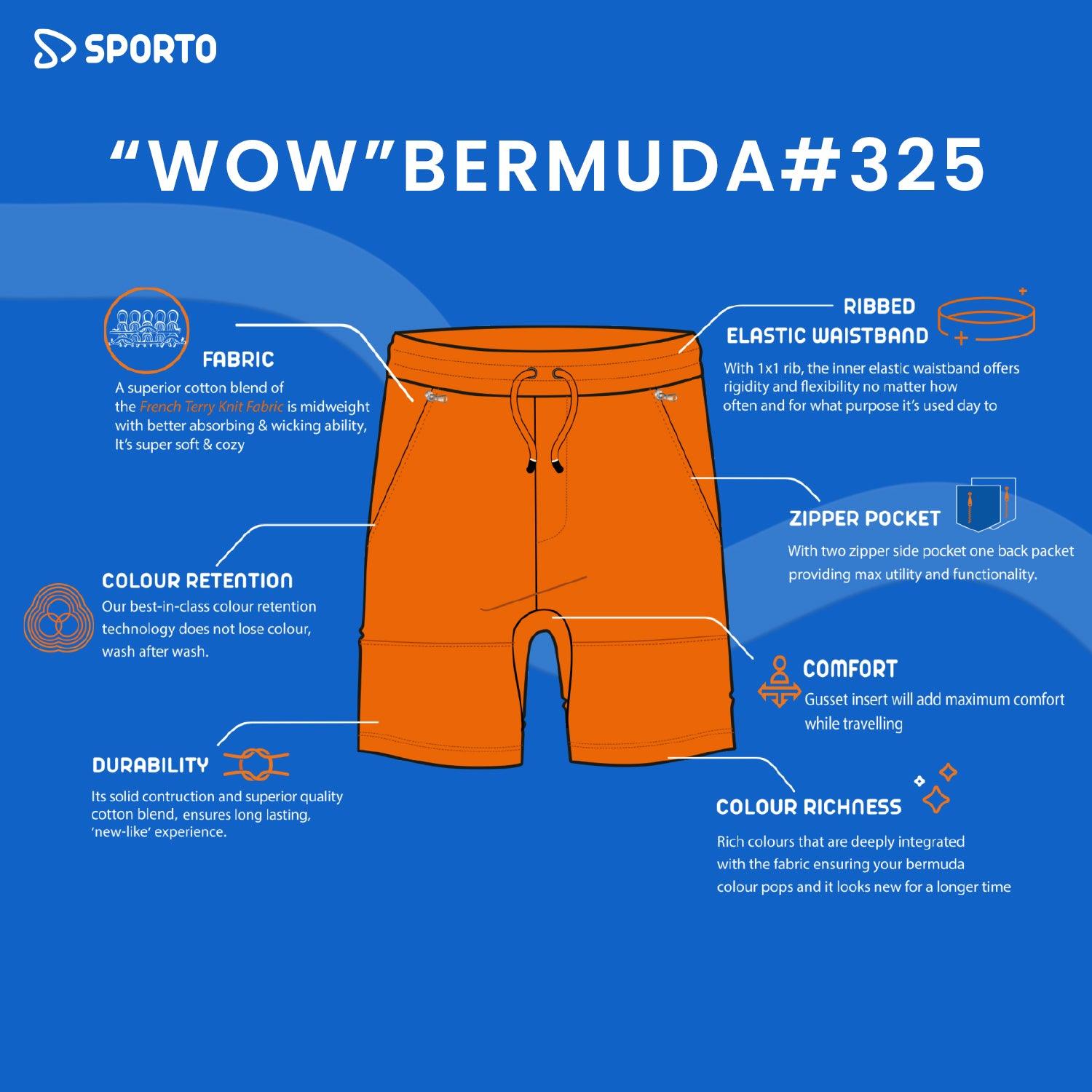 Sporto Men's Cotton Bermuda Shorts - Insignia Blue